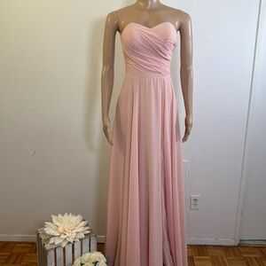 Elegant Pink Strapless Evening Gown